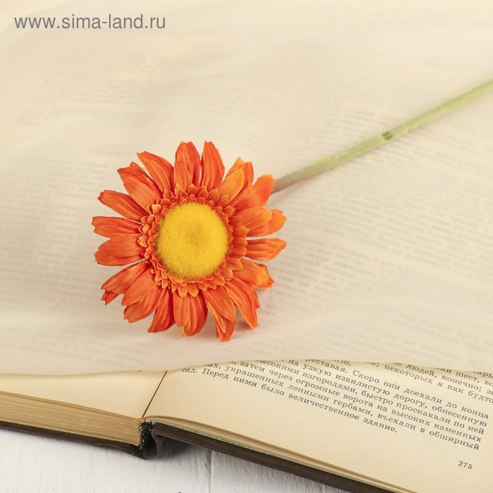 Цветок искусственный "Гербера Алмак" 8*44 см, оранжевый - Фото 1