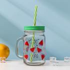 Банка с трубочкой Доляна «Счастливый день», 450 мл, 10.5×7.5×13 см, стекло, МИКС - Фото 3