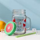 Банка с трубочкой Доляна «Счастливый день», 450 мл, 10.5×7.5×13 см, стекло, МИКС - Фото 4