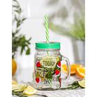 Банка с трубочкой Доляна «Счастливый день», 450 мл, 10.5×7.5×13 см, стекло, МИКС - Фото 6