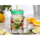 Банка с трубочкой Доляна «Счастливый день», 450 мл, 10.5×7.5×13 см, стекло, МИКС - Фото 8