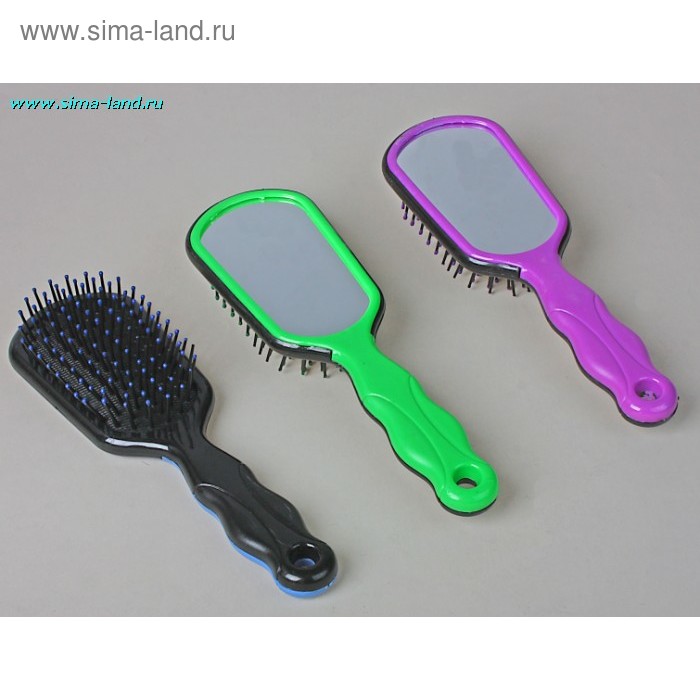 Расчёска массажная, с зеркалом, цвета МИКС - Фото 1