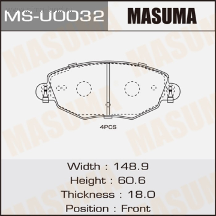 Колодки тормозные MASUMA MSU0032 - Фото 1