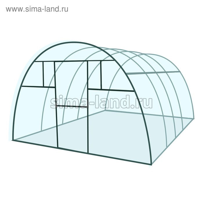 Теплица (каркас) «Комфорт», 4 × 3 × 2,1 м, металл, профиль 20 × 20 мм, шаг дуги 1 м, без поликарбоната