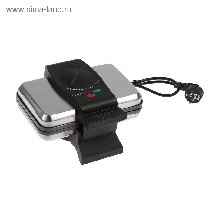 Электровафельница Luazon LT-11, 1000 Вт, тонкие вафли, антипригарное покрытие, черная - Фото 1