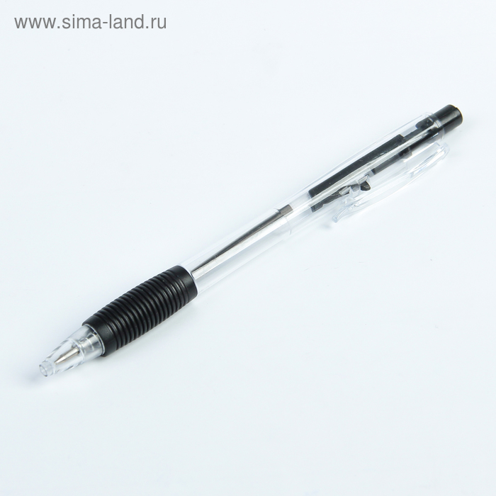 Ручка шариковая, автоматическая, 0.5 мм, стержень чёрный, корпус прозрачный с резиновым держателем, МИКС - Фото 1