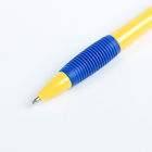 Ручка шариковая, автоматическая, 0.7 мм, синяя, корпус жёлтый с резиновым держателем - Фото 2
