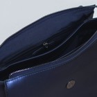 Сумка женская, 3 отдела на молниях, наружный карман, длинный ремень, цвет синий перламутровый - Фото 3