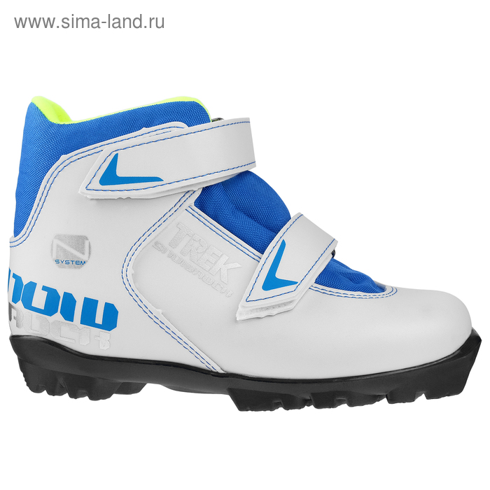 Ботинки лыжные TREK Snowrock NNN ИК, цвет белый, лого синий, размер 34 - Фото 1