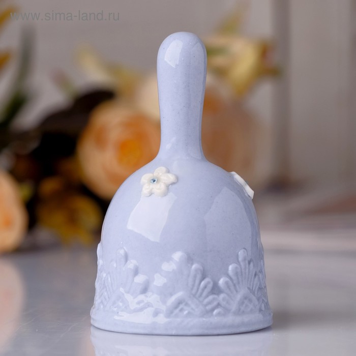 Сувенир керамика колокольчик "Голубой в цветочек" стразы 9,5х6х6 см - Фото 1