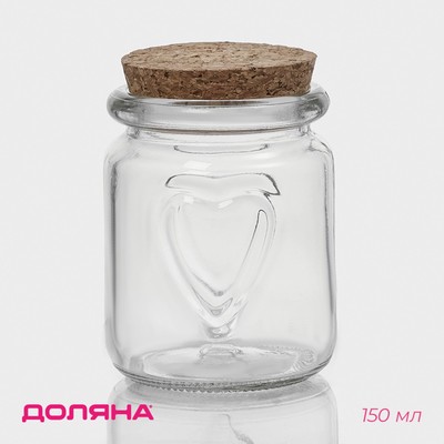 Банка для сыпучих Доляна «Парфе», 150 мл, 6×7.5 см, с пробковой крышкой, стекло, прозрачная