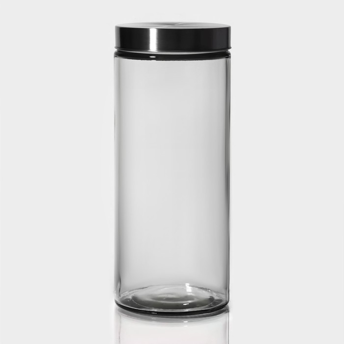 Банка стеклянная для сыпучих продуктов с металлической крышкой «Бомонд», 2 л, 11×27 см - Фото 1