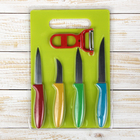 Набор кухонных принадлежностей, 6 предметов: ножи 6 см, 8,5 см, 8,5 см, 11 см, овощечистка, цвет МИКС - Фото 1