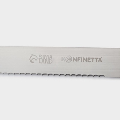 Нож для бисквита крупные зубцы KONFINETTA, длина лезвия 35 см, деревянная ручка