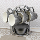 Набор чайный "Акварель", 12 предметов: 6 кружек 240 мл, 6 блюдец, цвет серый - Фото 1