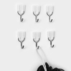 Крючки самоклеящиеся Доляна «Классика», 6 шт, цвет белый - фото 8355965