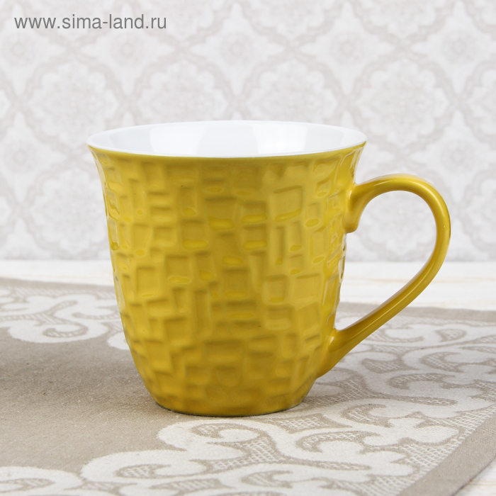Кружка керамическая Доляна «Льдинка», 500 мл, цвет жёлтый - Фото 1