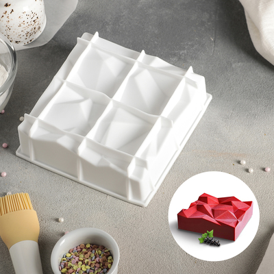 Форма силиконовая для муссовых десертов и выпечки Доляна «Сладкие скалы», 16×15,5 см, цвет белый