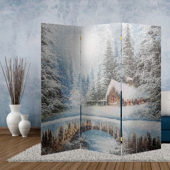 Ширма "Картина маслом. Зимний лес", 150 х 160 см - Фото 1
