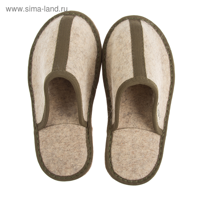 Тапочки войлочные женские арт. Т-17, цвет серый/зеленый, размер 36 - Фото 1