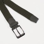 Ремень мужской, ширина 3,5 см, резинка-плетёнка, пряжка металл, цвет оливковый - Фото 2