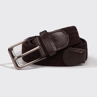 Ремень мужской, ширина 3,5 см, резинка плетёнка, пряжка металл, цвет коричневый