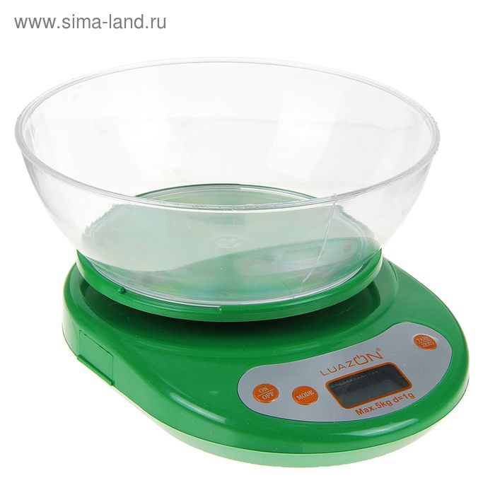 УЦЕНКА Весы кухонные LuazON LVK-504, электронные, до 5 кг, зелёные - Фото 1