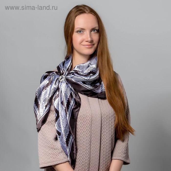 Комплект "Зигзаг" (платок женский 90*90 см, кольцо), цвет чёрный/белый - Фото 1