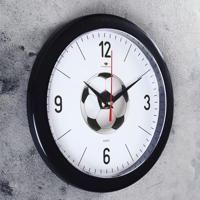 Часы настенные, интерьерные "Футбольный мяч", d-23 см, бесшумные, корпус чёрный - фото 1905438697