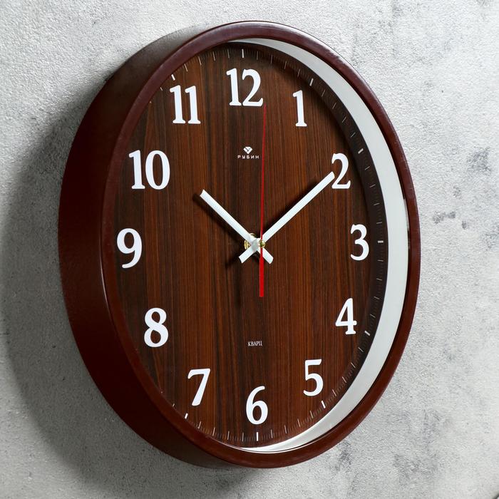 Часы настенные, интерьерные "Дерево", d-30 см, бесшумные, корпус коричневый - фото 1905438700