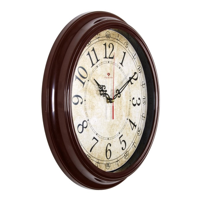Часы настенные, интерьерные, бесшумные, 35 см, корпус коричневый - фото 1905438730