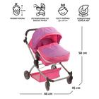 Коляска для кукол «Двойняшка» с козырьком, металлический каркас, ручка регулируется - Фото 1