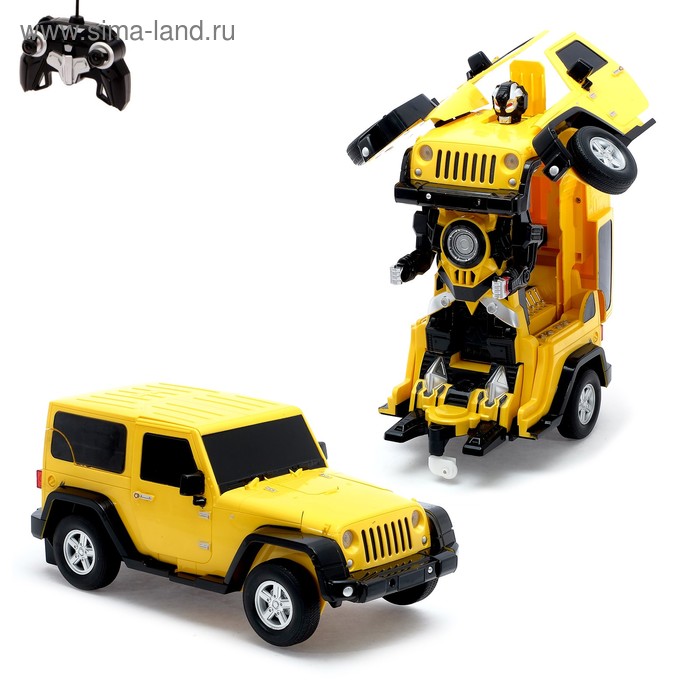 Робот радиоуправляемый Jeep Wrangler, работает от аккумулятора, масштаб 1:14, цвет жёлтый - Фото 1