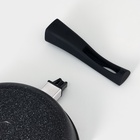 Сковорода Доляна «Элит», d=22 см, съёмная ручка, стеклянная крышка, антипригарное покрытие, алюминий, чёрная - Фото 6