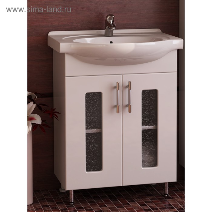 Тумба Sun&Aqua "Идеал 65" стекло, 2 двери, под умывальник "Элеганс 65" - Фото 1