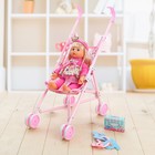 Коляска-трость для куклы, с пупсом со звуком, металлический каркас - Фото 1