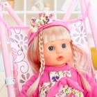 Коляска-трость для куклы, с пупсом со звуком, металлический каркас - Фото 3