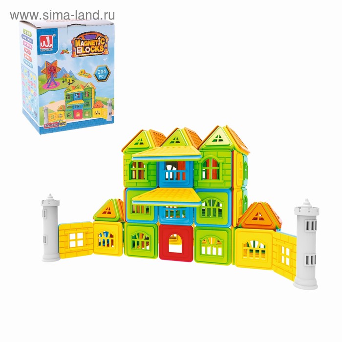 Конструктор магнитный «Замок», 204 детали - Фото 1