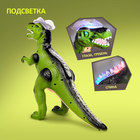 Динозавр радиоуправляемый T-Rex, световые и звуковые эффекты, работает от батареек, цвет зелёный - фото 3808140