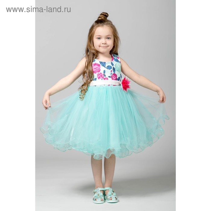 Нарядное платье для девочки,рост 116 см, цвет мятный 6219-2 - Фото 1