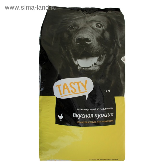 Сухой корм Tasty для взрослых собак, курица, 15 кг - Фото 1