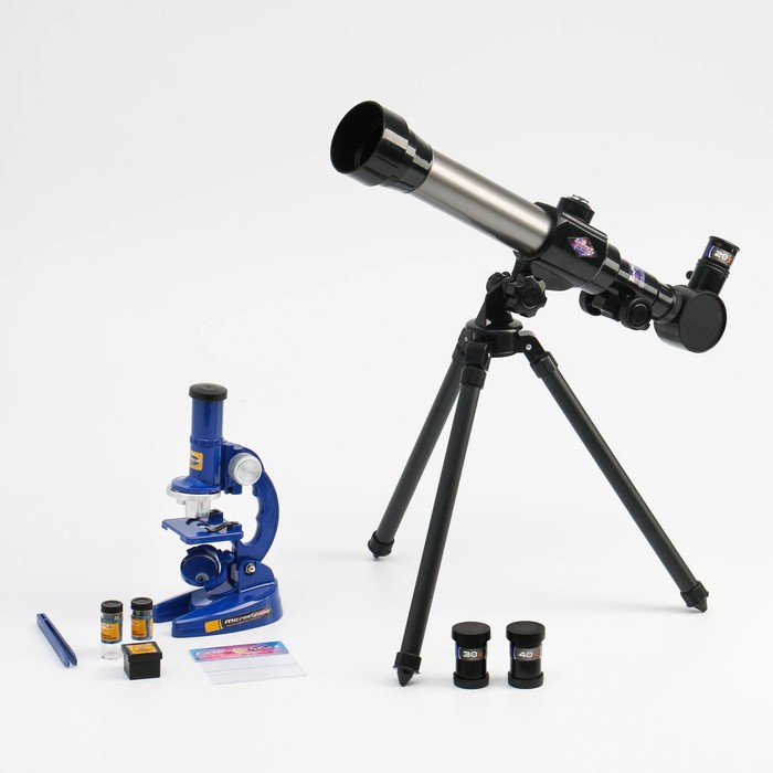 Набор обучающий "Юный натуралист Ultra": телескоп настольный 20х/ 30х/ 40х, съемные линзы, микроскоп - фото 1884686812