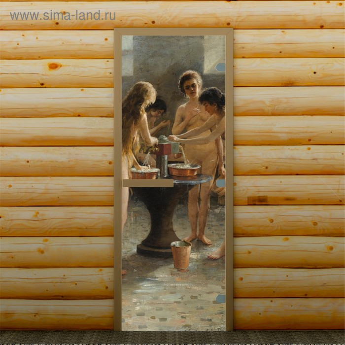 Дверь для бани и сауны "В баньке", 190 х 67 см, с фотопечатью 8 мм Добропаровъ - Фото 1