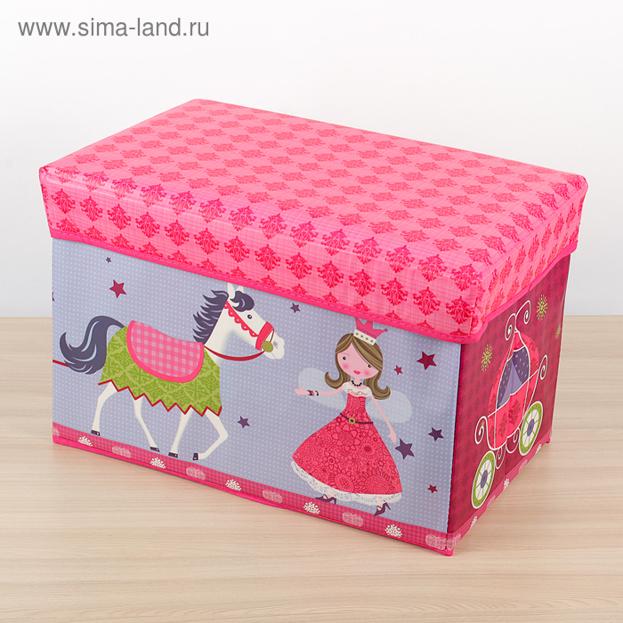 Короб стеллажный для хранения 43×28×28 см «Принцесса», цвет розовый - Фото 1