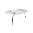 Обеденный стол «Голд», раздвижной 1150(1450) × 700 мм, стекло, хром, акварельные цветы - Фото 2
