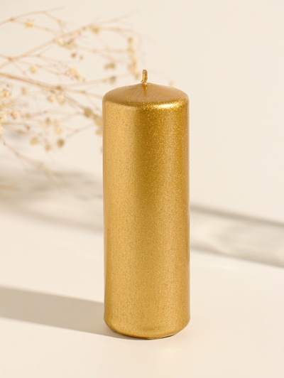 Свеча - цилиндр, 4×12 см, 20 ч, золото