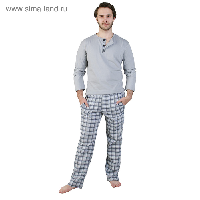 Пижама мужская (джемпер, брюки) Денди цвет серый, р-р 58 - Фото 1