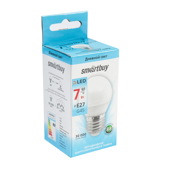 Лампа cветодиодная Smartbuy, Е27, G45, 7 Вт, 4000 К, дневной белый свет - фото 1887753131