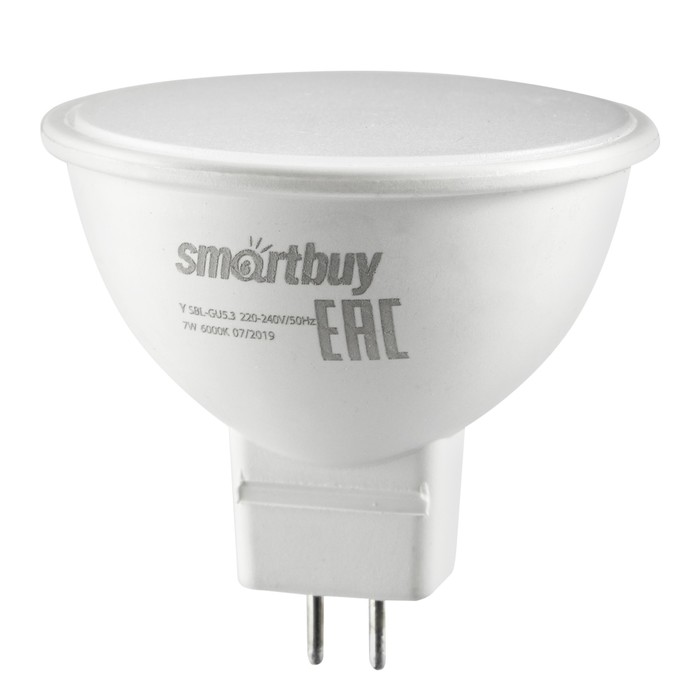 Лампа cветодиодная Smartbuy, GU5.3, 7 Вт, 6000 К, холодный белый свет - фото 1906888610