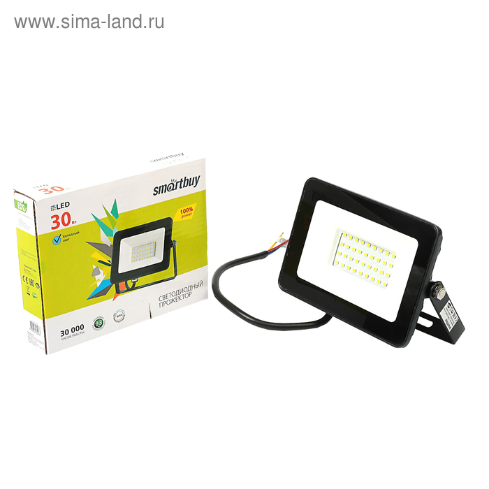 Прожектор светодиодный Smartbuy FL SMD, 30 Вт, 6500 K, 2400 Лм, IP65, холодный белый - Фото 1